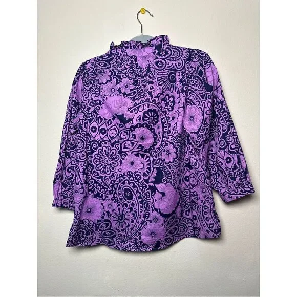 Umgee Paisley Print Dark Purple Blouse Sz m - Picture 4 of 7